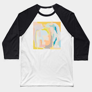 Abstract, Art, Abstract print, Yellow, White, Grey, Orange, Blue, Grey, Modern art, Wall decor Baseball T-Shirt